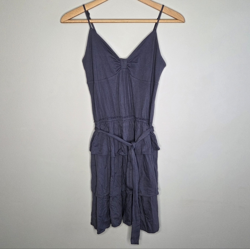 American Eagle Dark Gray Boho Tiered Ruffled Sun Dress Size Small Casual